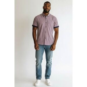 Silver Stone Collection Mens XXL Geometric Button Down Short Sleeve Shirt